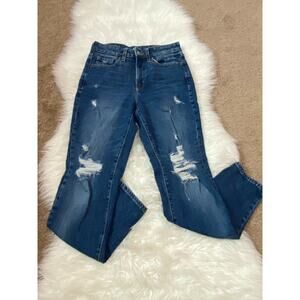 Old Navy‎ Womens Straight Ripped Jeans High Rise Pockets Belt Loops Denim Size 0
